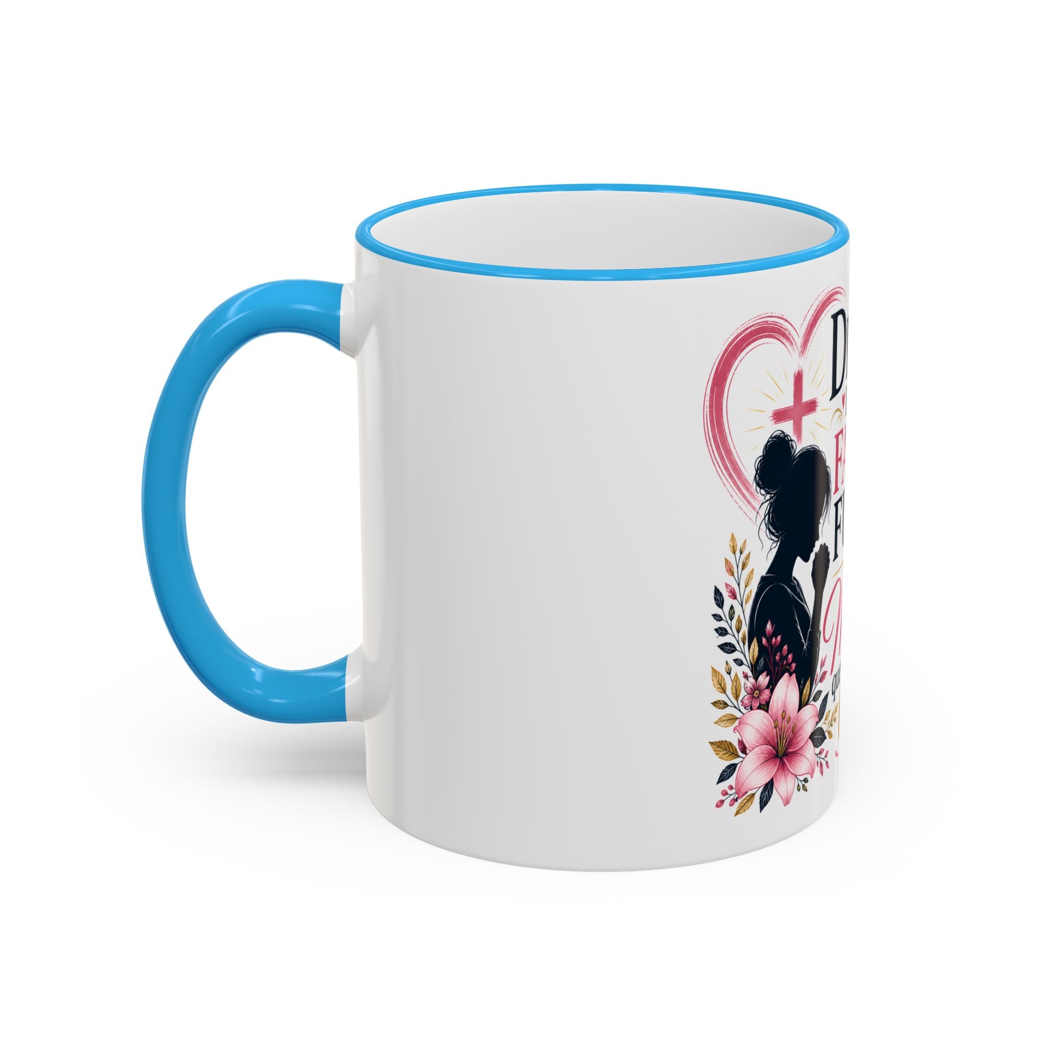 Accent Rim & Handle Mug — Spanish "Detrás de Cada Familia Fuerte Hay Una Madre Que Ora" Inspirational Coffee Mug