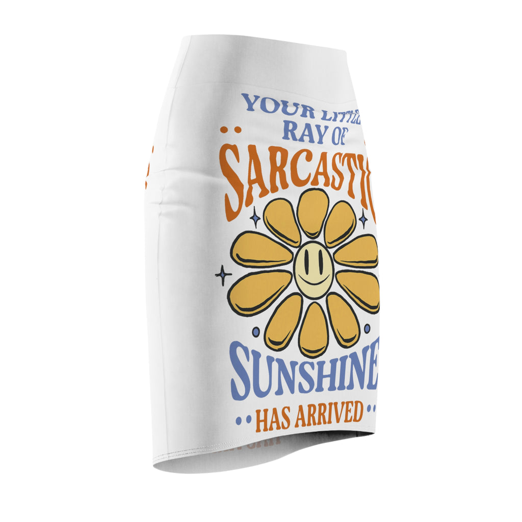 Pencil Skirt — "Your Little Ray of Sarcastic Sunshine" Floral Graphic