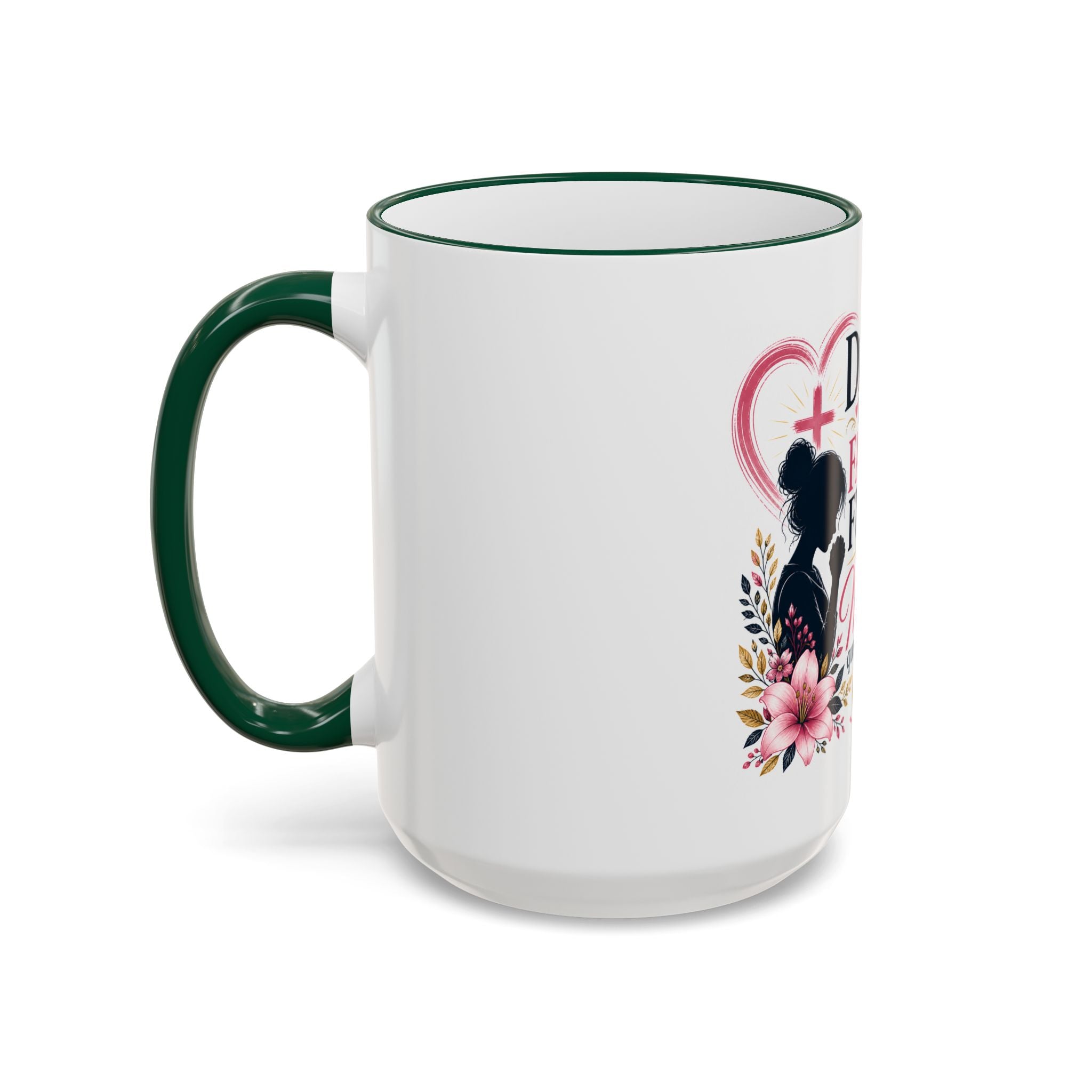 Accent Rim & Handle Mug — Spanish "Detrás de Cada Familia Fuerte Hay Una Madre Que Ora" Inspirational Coffee Mug