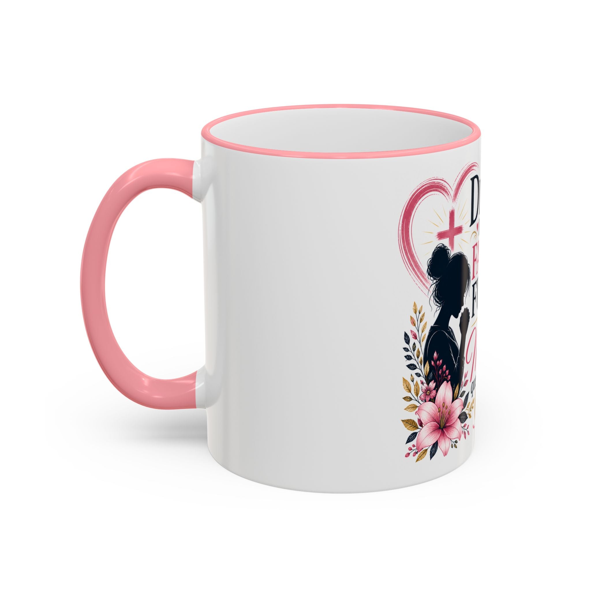 Accent Rim & Handle Mug — Spanish "Detrás de Cada Familia Fuerte Hay Una Madre Que Ora" Inspirational Coffee Mug