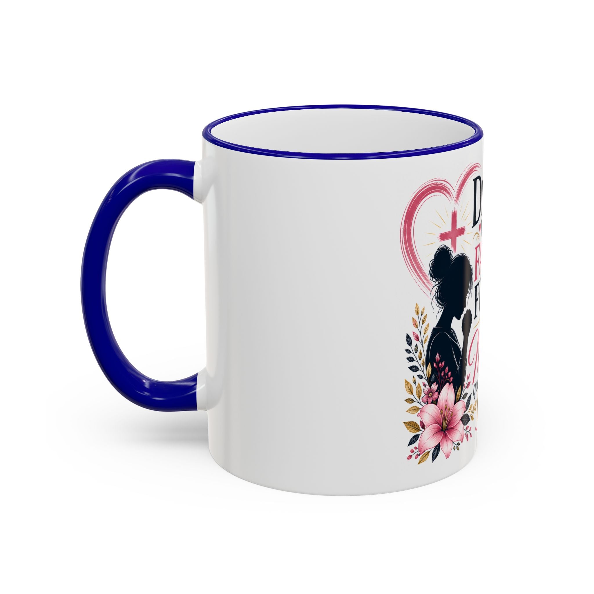 Accent Rim & Handle Mug — Spanish "Detrás de Cada Familia Fuerte Hay Una Madre Que Ora" Inspirational Coffee Mug