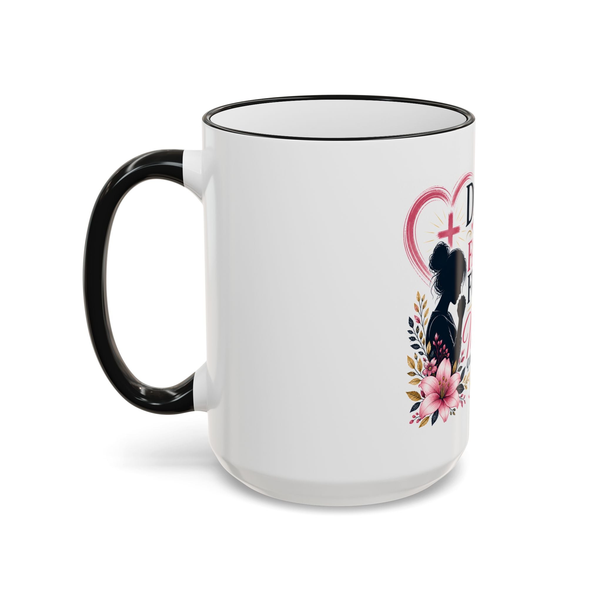 Accent Rim & Handle Mug — Spanish "Detrás de Cada Familia Fuerte Hay Una Madre Que Ora" Inspirational Coffee Mug
