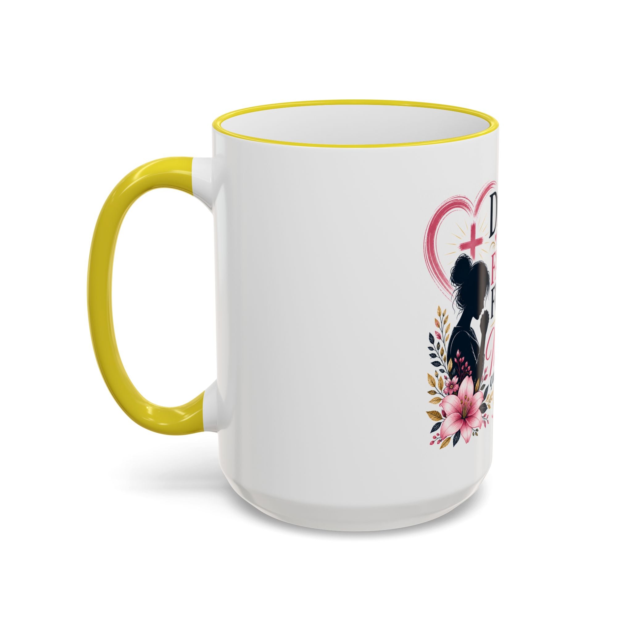 Accent Rim & Handle Mug — Spanish "Detrás de Cada Familia Fuerte Hay Una Madre Que Ora" Inspirational Coffee Mug