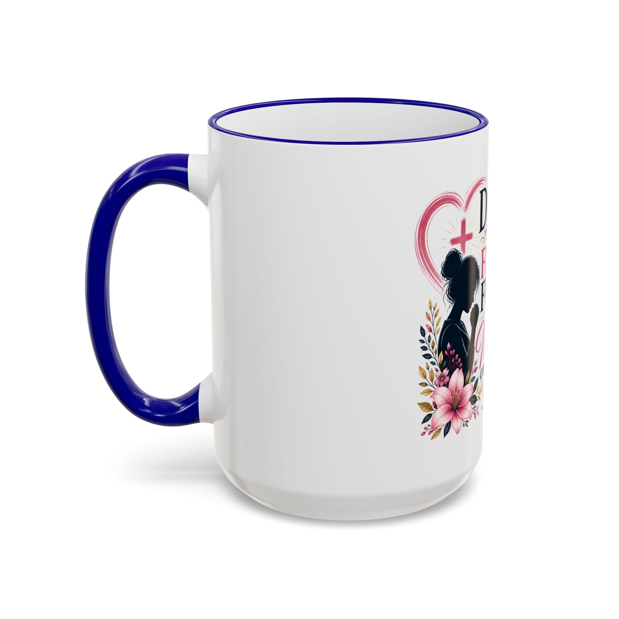 Accent Rim & Handle Mug — Spanish "Detrás de Cada Familia Fuerte Hay Una Madre Que Ora" Inspirational Coffee Mug