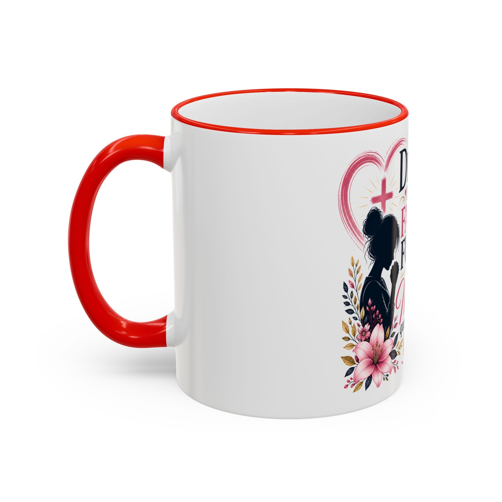 Accent Rim & Handle Mug — Spanish "Detrás de Cada Familia Fuerte Hay Una Madre Que Ora" Inspirational Coffee Mug